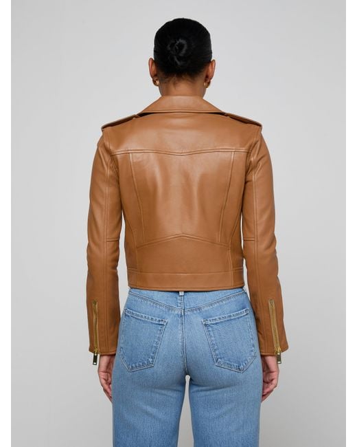 L'Agence Blue Blakely Leather Biker Jacket