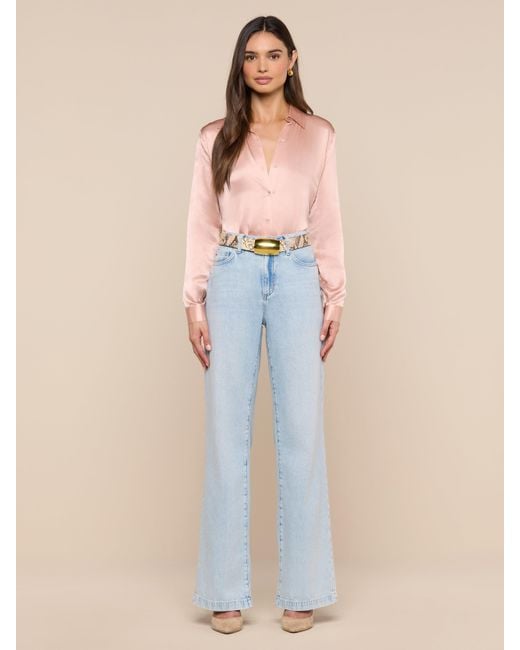 L'Agence Blue Tyler Silk Blouse Top
