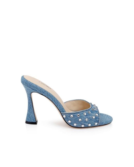 L'Agence Blue Lucienne Embellished Denim Mule