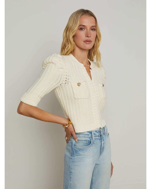 L'Agence White Delilah Cropped Cardigan