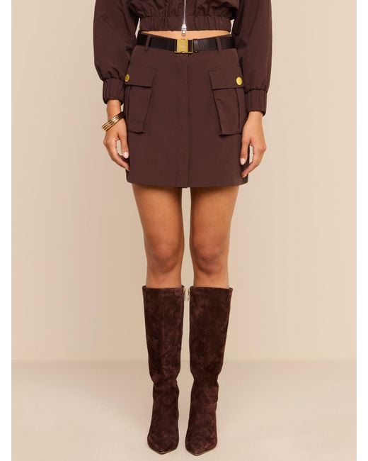 L'Agence Brown Norene Nylon Mini Skirt