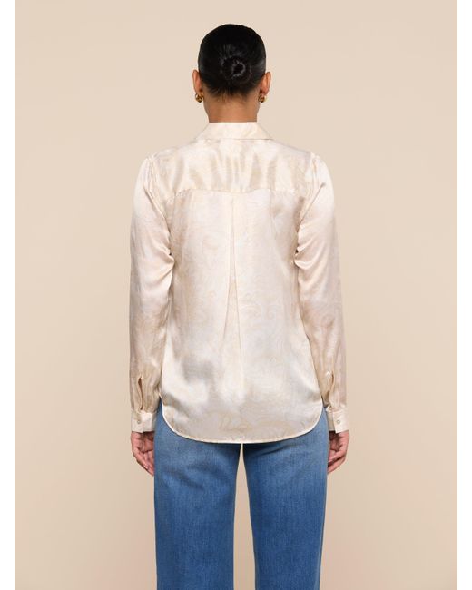 L'Agence Blue Tyler Silk Blouse Top