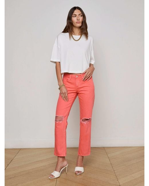 L'Agence Red Nevia Slouchy Straight-Leg Jean