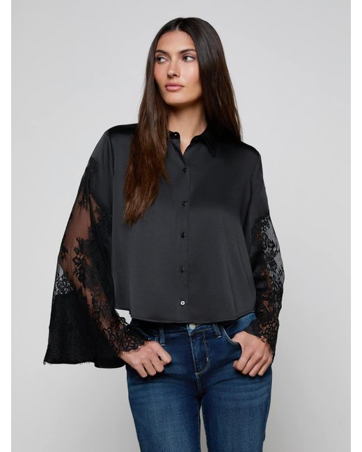 Chemisier Avec Manches En Dentelle Capri, Noir L'Agence en coloris Gray