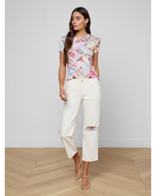 L'Agence White Ressi Fitted T-Shirt