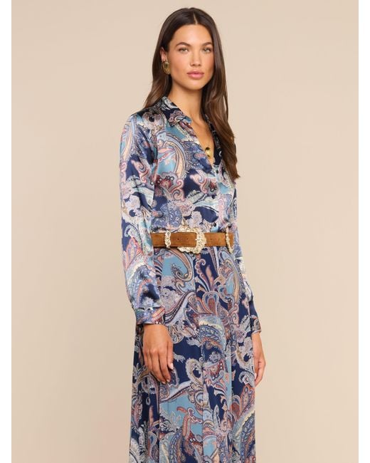 L'Agence Blue Tyler Silk Blouse Top