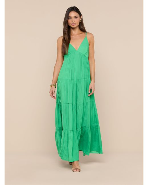L'Agence Green Lua Tiered Maxi Dress