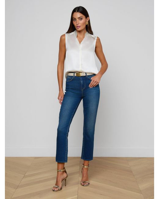 L'Agence White 'Agence Phoebe Silk Blouse Top