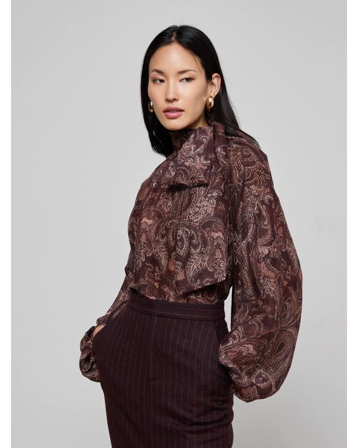 Chemisier Oversize Rhett, Marron À Motif Cachemire L'Agence en coloris Brown