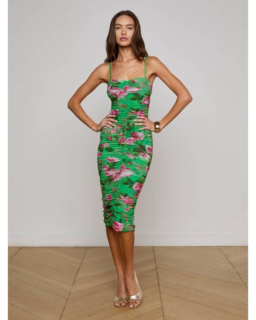 L'Agence Green Caprice Midi Dress