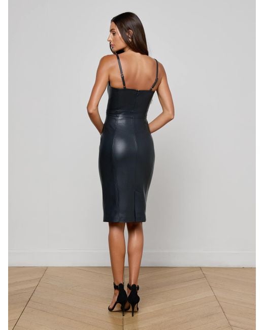 Robe En Cuir Vegan Halia, Bleu Nuit L'Agence en coloris Blue