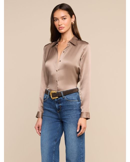 L'Agence Brown Tyler Silk Blouse Top