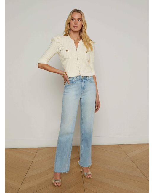 L'Agence White Delilah Cropped Cardigan