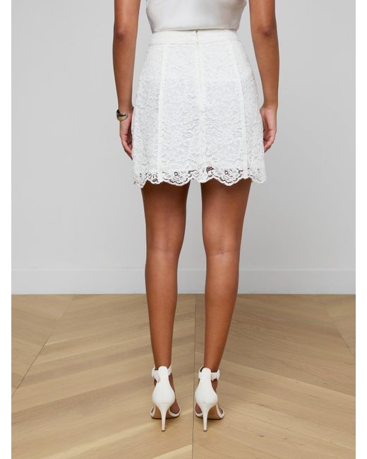 L'Agence White Riven Lace Mini Skirt