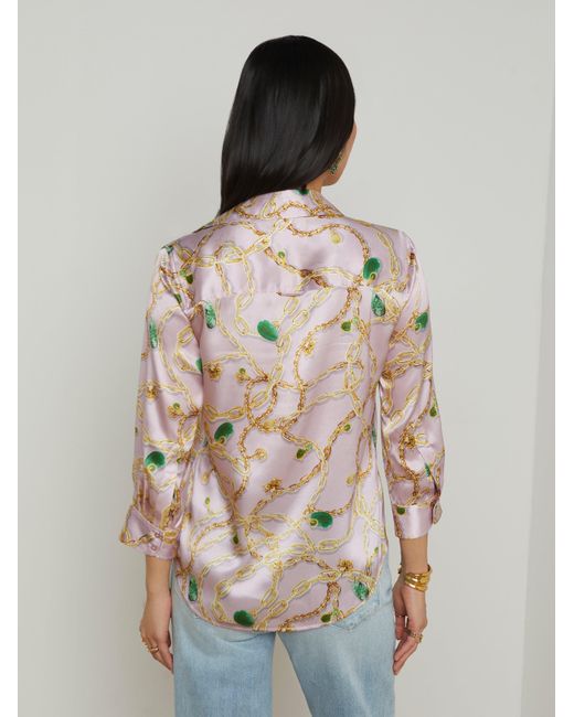 L'Agence Multicolor Dani Silk Blouse Top