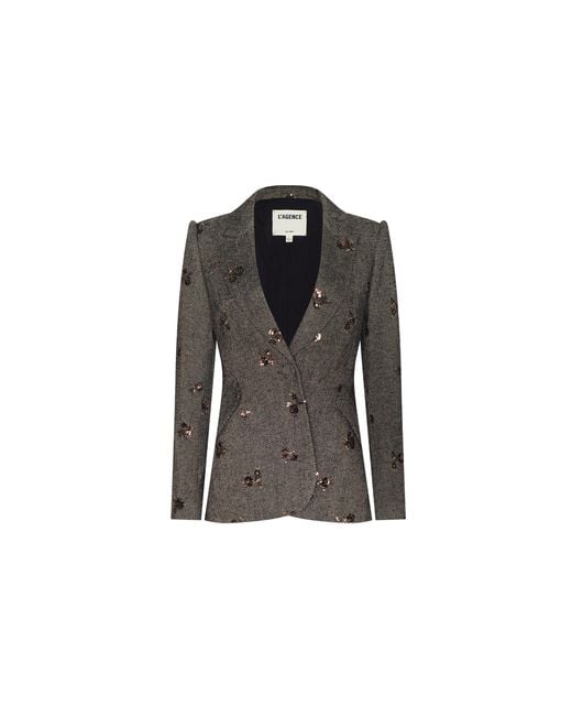 L'Agence Black Chamberlain Sequined Blazer
