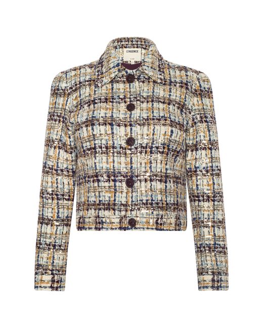 Veste En Tweed À Sequins Kasey, Tweed Chiné À Sequins Dorés L'Agence en coloris Brown