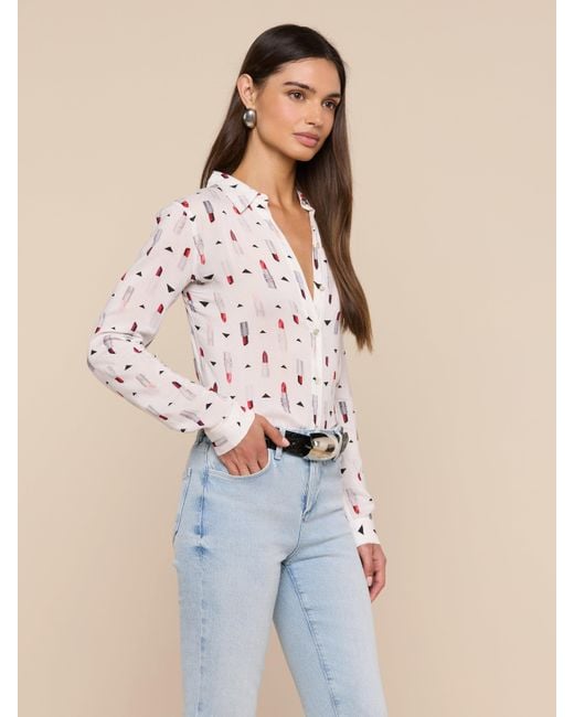 L'Agence Blue Holly Blouse Top