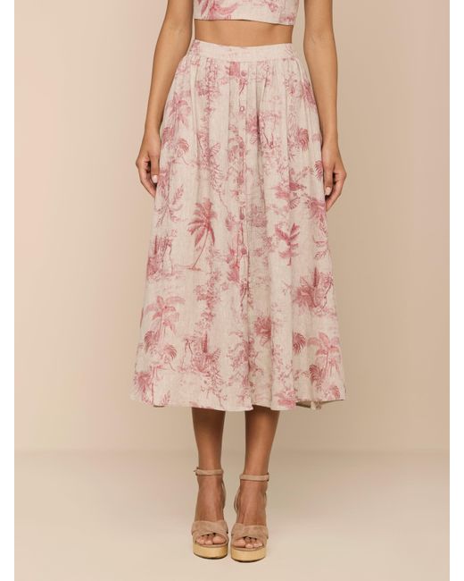 L'Agence Natural Seina Linen Midi Skirt