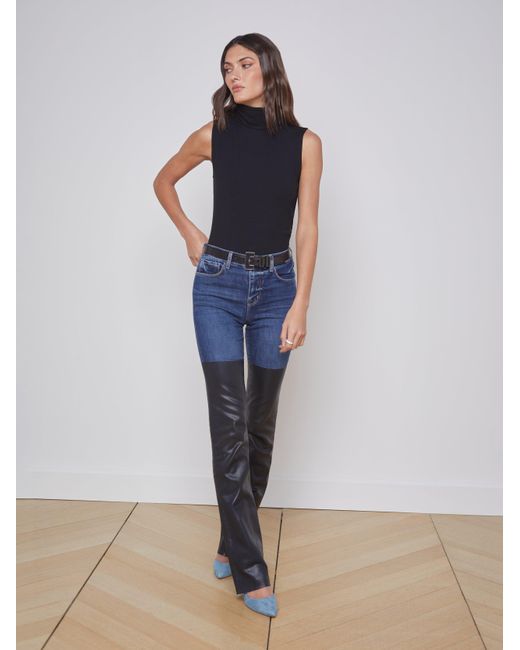 L'Agence Blue Ceci Sleeveless Turtleneck