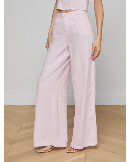 L'Agence Pink Amara Linen Wide-Leg Pants