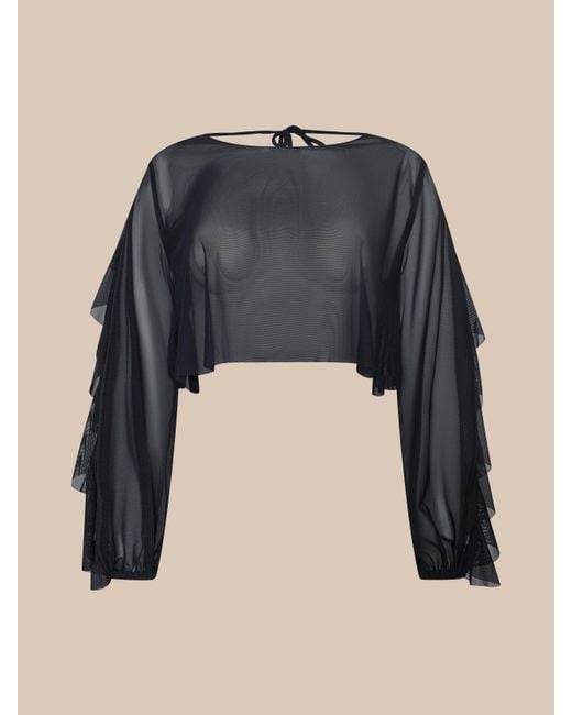 L'Agence Black Ambala Mesh Cover-Up Top