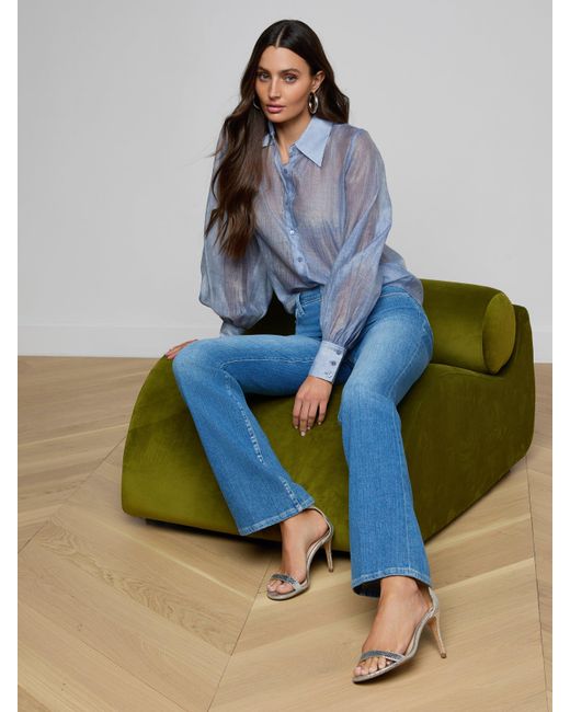 L'Agence Blue Jayleen Blouse Top