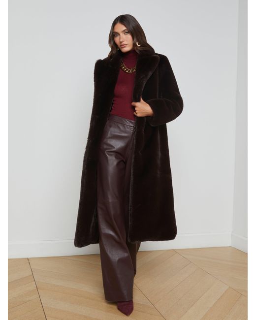 L'Agence Multicolor Luxe Vegan Fur Oversized Coat