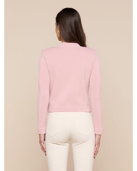 L'Agence Pink Patsy Cropped Cardigan