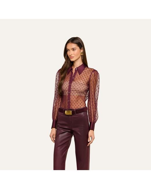 L'Agence Purple 'Agence Sophie Swiss Dot Blouse Top