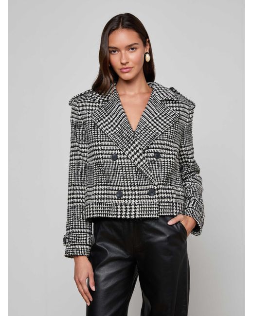 Trench Court Xoey, Noir À Motif Pied-De-Poule Ivoire L'Agence en coloris Gray