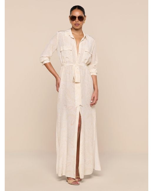 Robe Chemise En Soie Cameron, Blanc Vintage À Motif Cachemire Ton Sur Ton L'Agence en coloris Natural