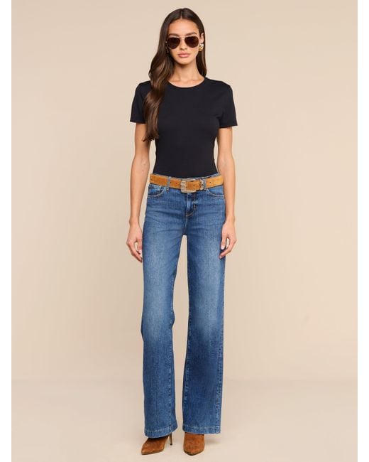 L'Agence Black Aileen Cotton Crewneck T-Shirt
