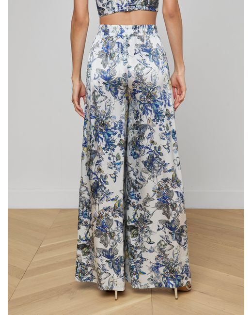 L'Agence White Lillian Silk Wide-Leg Pants