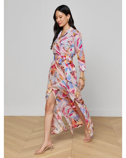 L'Agence Red 'Agence Cameron Silk Shirt Dress