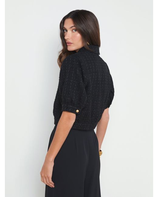 L'Agence Black Cove Cropped Tweed Jacket