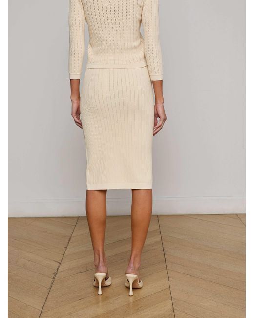 Jupe En Maille Pointelle Melania, Écru/Corail/Bleu Pâle L'Agence en coloris Natural