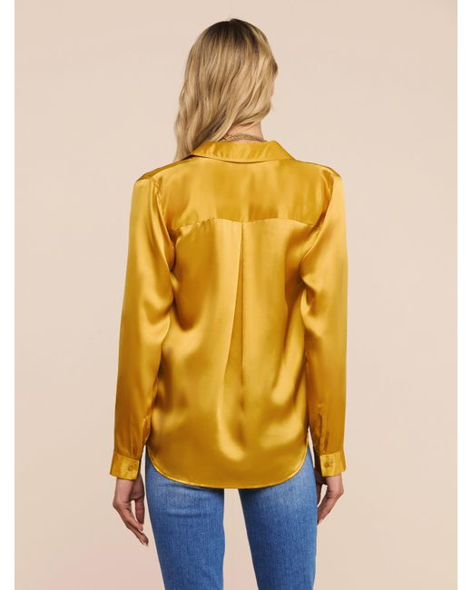 L'Agence Yellow Tyler Silk Blouse Top