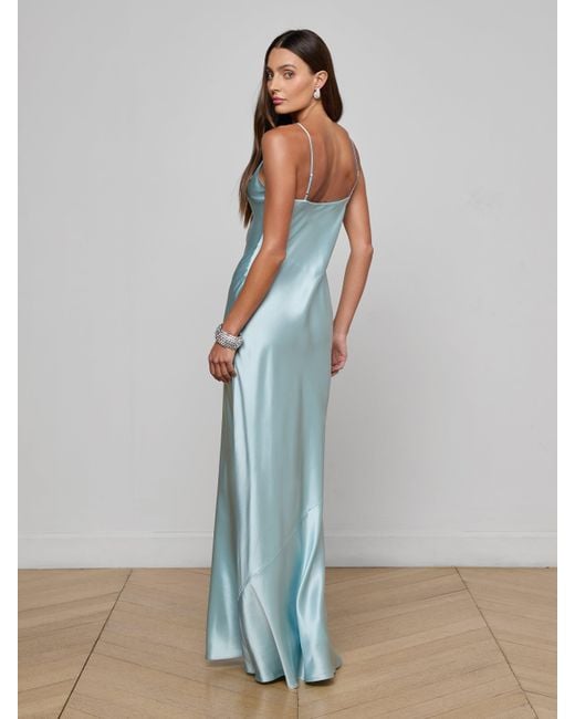 Robe De Soirée En Soie Charmaine, Bleu Pâle L'Agence en coloris Blue
