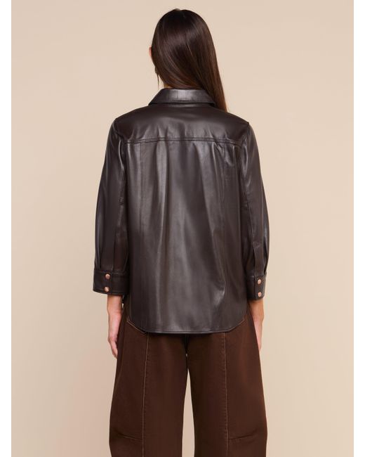 L'Agence Black Avina Leather Shirt