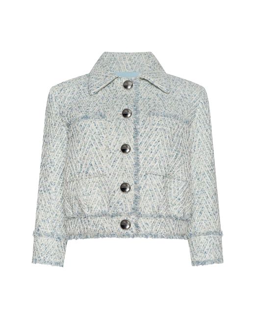 L'Agence White Jia Fringed Tweed Jacket