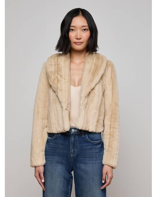 Veste En Fourrure Synthétique Davy, Fourrure À Rayures Latte L'Agence en coloris Natural