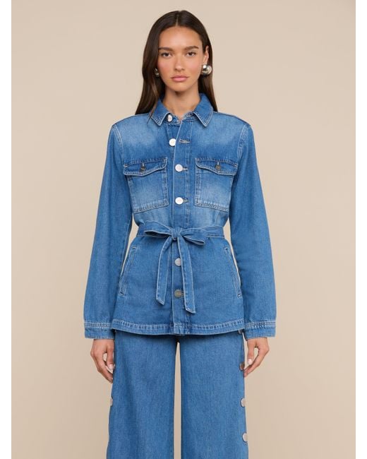 L'Agence Blue Samaya Denim Safari Jacket