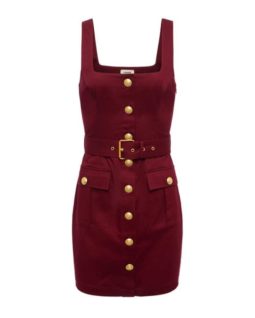 L'Agence Red Midy Button-Front Dress