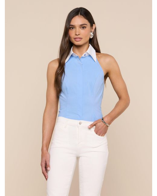 L'Agence Blue 'Agence Rina Poplin Halter Top
