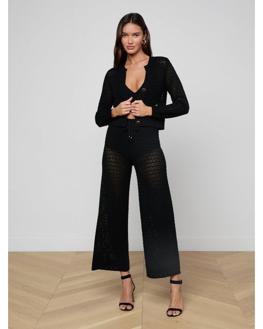 L'Agence Black 'Agence Orla Pointelle Knit Cardigan