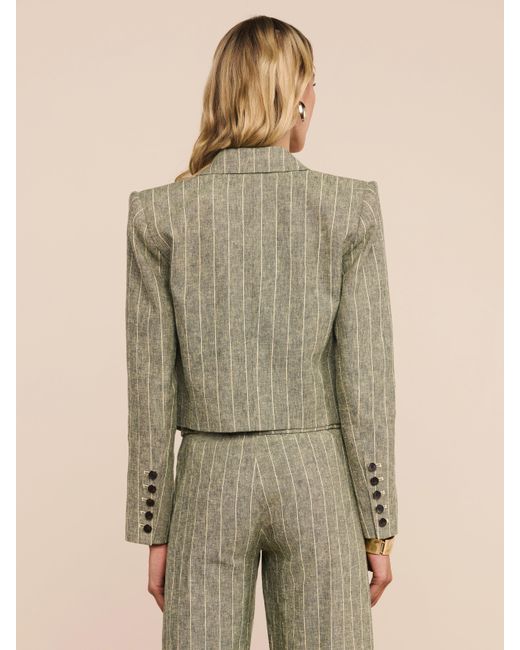 L'Agence Green Lila Linen-Blend Blazer
