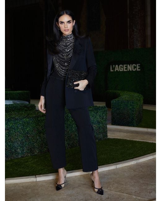 L'Agence Black Colby Barrel-Leg Trouser