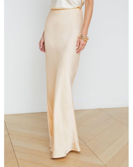 L'Agence Natural Zeta Satin Maxi Skirt