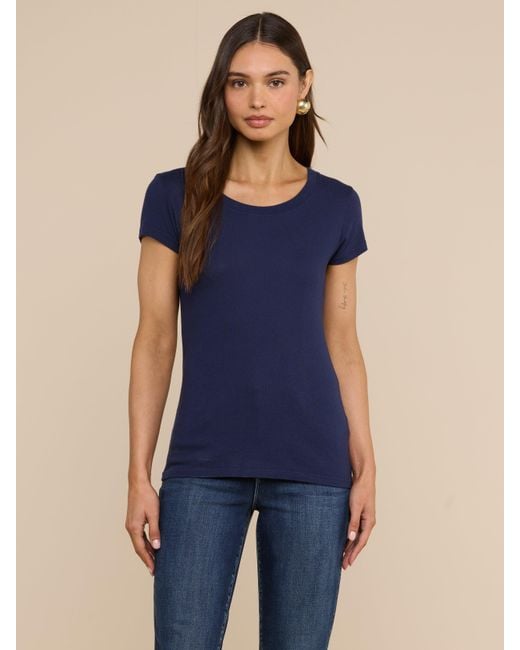L'Agence Blue Cory Cotton Scoopneck Tee